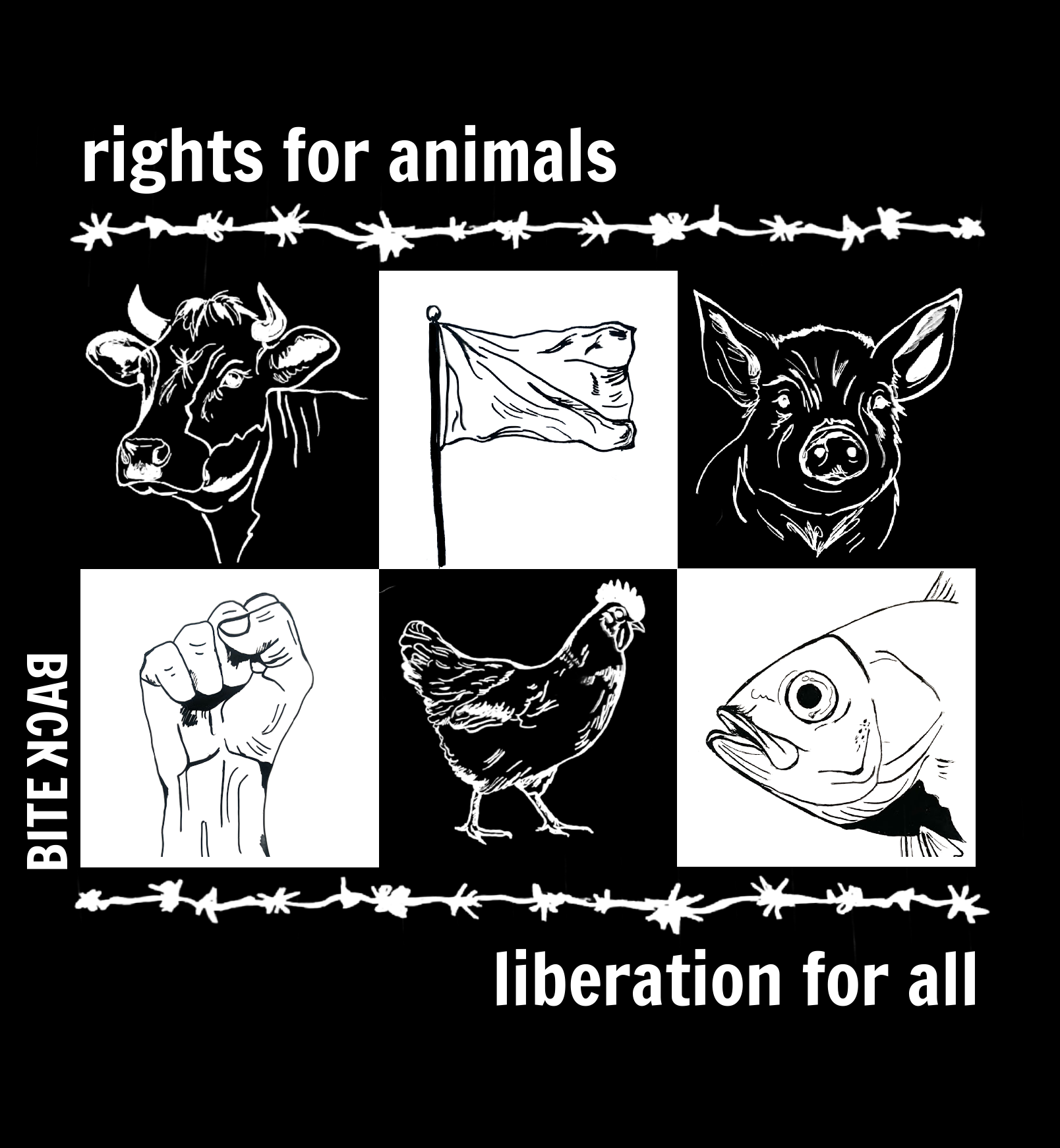 PRE-ORDER | Limited edition t-shirt | zwart (rights for animals / liberation for all) - Afbeelding 2