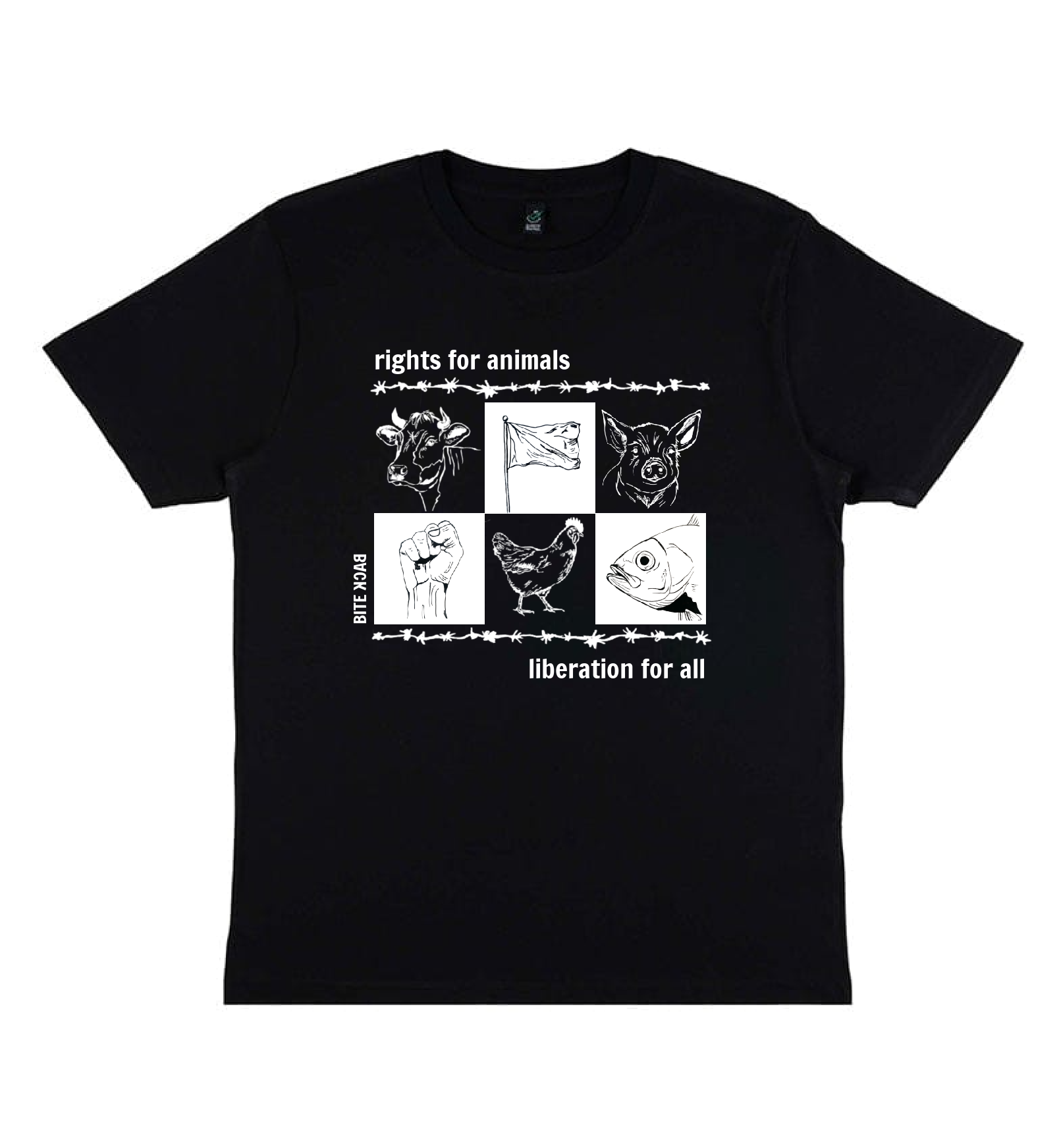 PRE-ORDER | Limited edition t-shirt | zwart (rights for animals / liberation for all)